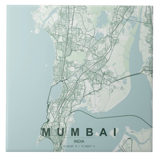 ムンバイ インド 都市地図 ミニマル デザイン タイル (正面)