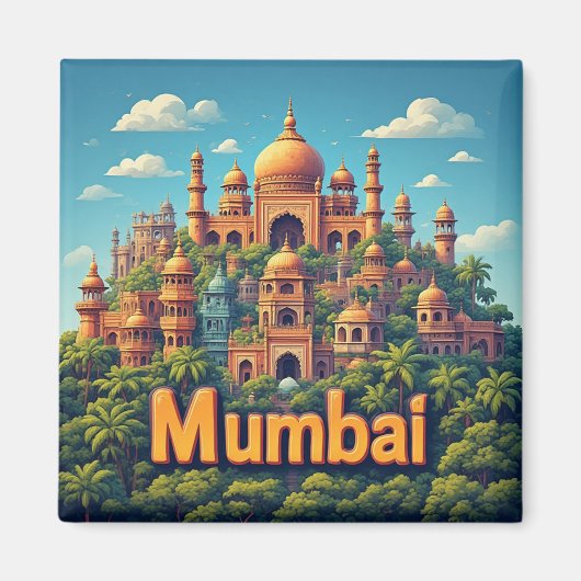 ムンバイ インド 都市 旅行 お土産 🗺️ マグネット (正面)