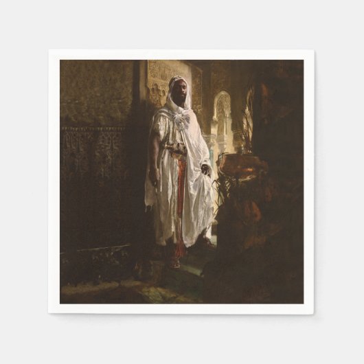 ムーア人のアフリカ絵画美術のポートレート スタンダードカクテルナプキン (正面)