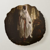 ムーア人のアフリカ絵画美術のポートレート ラウンドクッション (裏面)