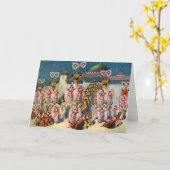 ムーア人の王の前のダンサーのサーカスのポスター カード (黄色い花)