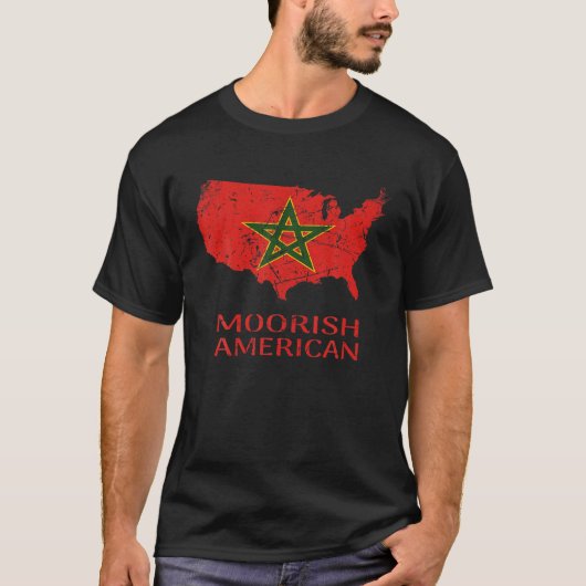 ムーア人アメリカレトロ誇りを持ったムーア人モロッコ国旗 Tシャツ (正面)