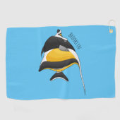 ムーア風のアイドルフィッシュ漫画イラストレーション ゴルフタオル (横)