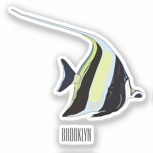 ムーア風のアイドルフィッシュ漫画イラストレーション シール (正面)