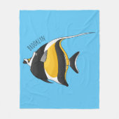 ムーア風のアイドルフィッシュ漫画イラストレーション フリースブランケット (正面)