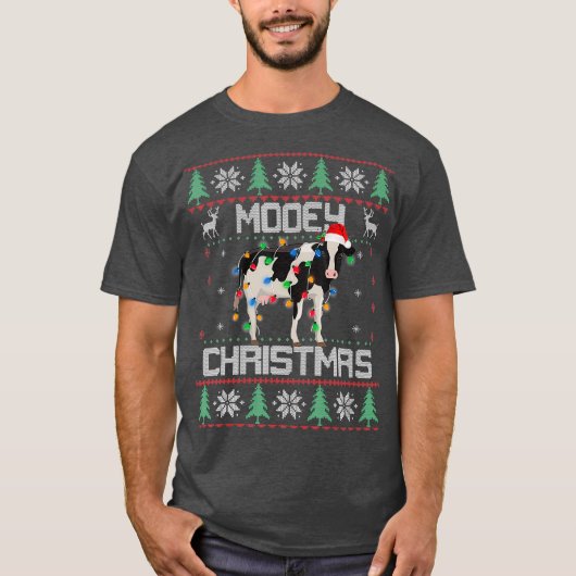 ムーイのクリスマスハイファーズ牛の醜いクリスマスギフト Tシャツ (正面)