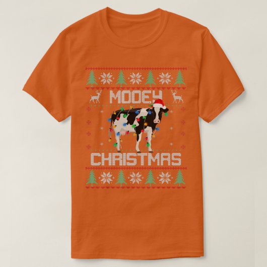 ムーイのクリスマスハイファーズ牛の醜いクリスマスギフト Tシャツ (デザイン正面)
