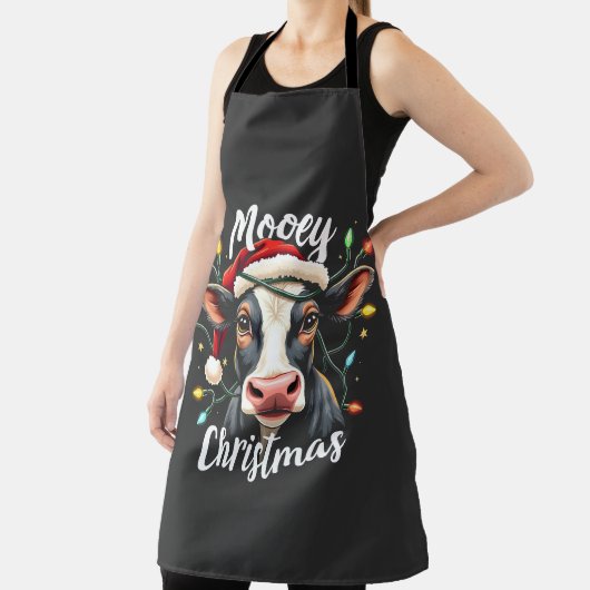 ムーイークリスマスおもしろいクリスマス牛の牛の愛好家 エプロン (インサイチュ)
