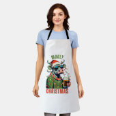 ムーイークリスマスハイランドカウライトサンタハットT市 エプロン (着用した状態)