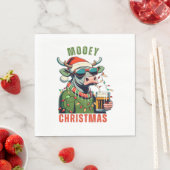 ムーイークリスマスハイランドカウライトサンタハットT市 スタンダードランチョンナプキン (インサイチュ)