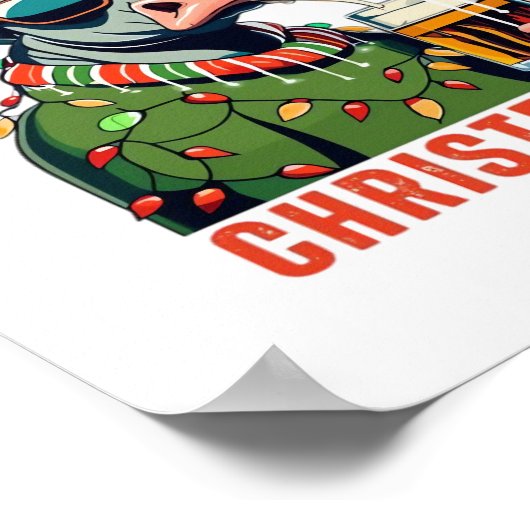 ムーイークリスマスハイランドカウライトサンタハットT市 ポスター (角)