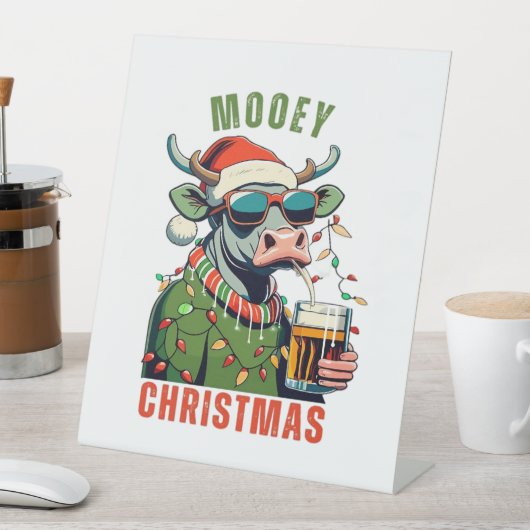 ムーイークリスマスハイランドカウライトサンタハットT市 台座サイン (インサイチュ)