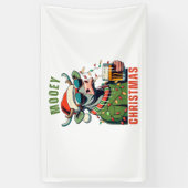 ムーイークリスマスハイランドカウライトサンタハットT市 横断幕 (縦)