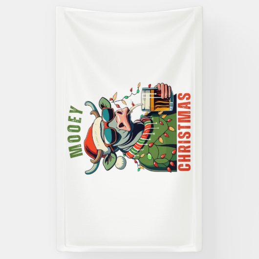 ムーイークリスマスハイランドカウライトサンタハットT市 横断幕 (縦)