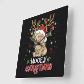 ムーイーハイランドカウクリスマス スクエア壁時計 (傾斜)