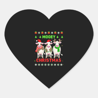 ムーイー クリスマス 牛 クリスマス おかしなセーター パジャマ ハートシール