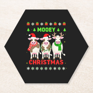 ムーイー クリスマス 牛 クリスマス おかしなセーター パジャマ ペーパーコースター