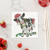 ムーイ・クリスマス！牛をテーマにしたクリスマスナプキン スタンダードカクテルナプキン (インサイチュ)