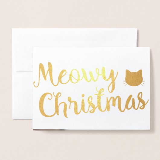 ムーウィクリスマスホリデーキャットプンデザイン 箔カード (封筒付き正面)