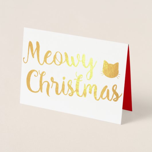 ムーウィクリスマスホリデーキャットプンデザイン 箔カード (正面)