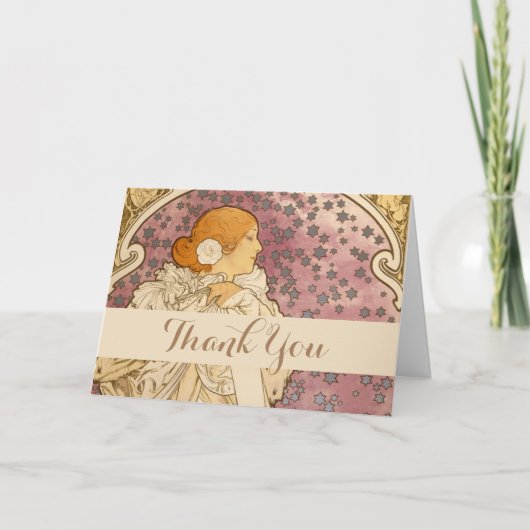 ムーシャ アールヌーヴォー 女性 美しさ サンキューカード (正面)