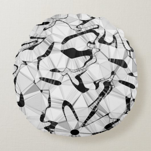 ムージングラウンドクッションの白黒 ラウンドクッション (正面)