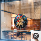 ムースおもしろいに乗ったクリスマスサンタクロースのビール ウィンドウサイン (カフェ窓)
