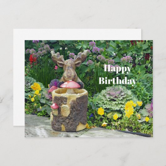 ムースおもしろいフローラガーデンフォト誕生日 ポストカード (正面/裏面)