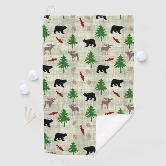 ムースとクマのパターン ゴルフタオル (インサイチュ)