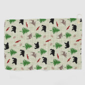 ムースとクマのパターン ゴルフタオル (横)