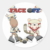 ムースとベアーホッケー顔オフTシャツとギフト ラウンドシール (正面)