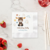 ムースとモバイル赤ちゃんシャワーカクテルナプキン 縁ありカクテルナプキン (インサイチュ)