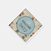 ムースとモバイル赤ちゃんシャワーナプキン スタンダードカクテルナプキン (角)