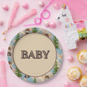 ムースとモバイル赤ちゃんシャワー紙プレート ペーパープレート (パーティー)