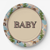 ムースとモバイル赤ちゃんシャワー紙プレート ペーパープレート (正面)