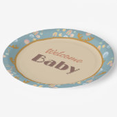 ムースとモバイル9インチの丸い赤ちゃんシャワー紙プレート ペーパープレート (アングル)