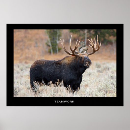 ムースとリス「TEAMWORK」ポスタやる気を起こさせるー ポスター (正面)