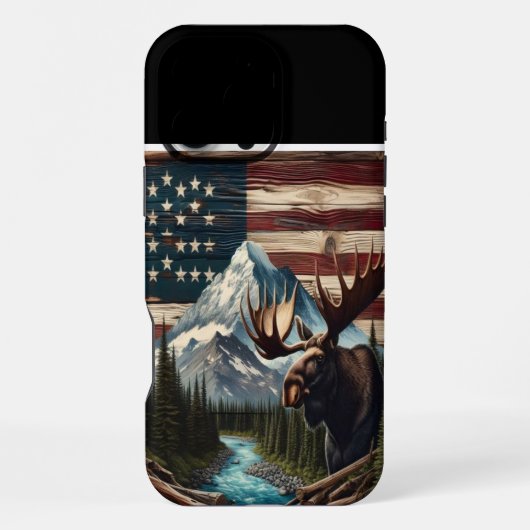 ムースと山のアートワーク iPhoneケース (裏面)