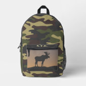 ムースと迷彩柄 プリントバックパック (正面)