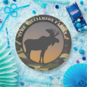 ムースと迷彩柄 ペーパープレート (パーティー)