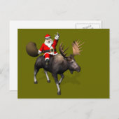 ムースに乗るサンタクロース シーズンポストカード (正面/裏面)