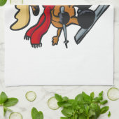 ムースのスキーヤー漫画 |背景色の選択 キッチンタオル (折り畳み)