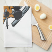 ムースのスキーヤー漫画 |背景色の選択 キッチンタオル (四つ折り)