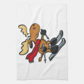 ムースのスキーヤー漫画 |背景色の選択 キッチンタオル (縦)