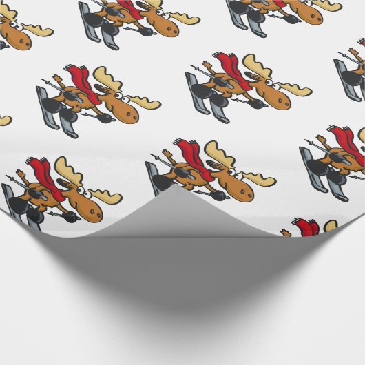 ムースのスキーヤー漫画 |背景色の選択 ラッピングペーパー (角)