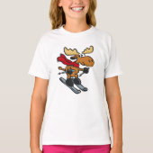 ムースのスキーヤー漫画 |背景色の選択 Tシャツ (正面)