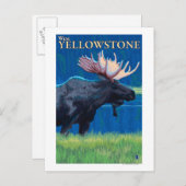 ムースの夜 – モンタナの西イエローストーン ポストカード (正面/裏面)