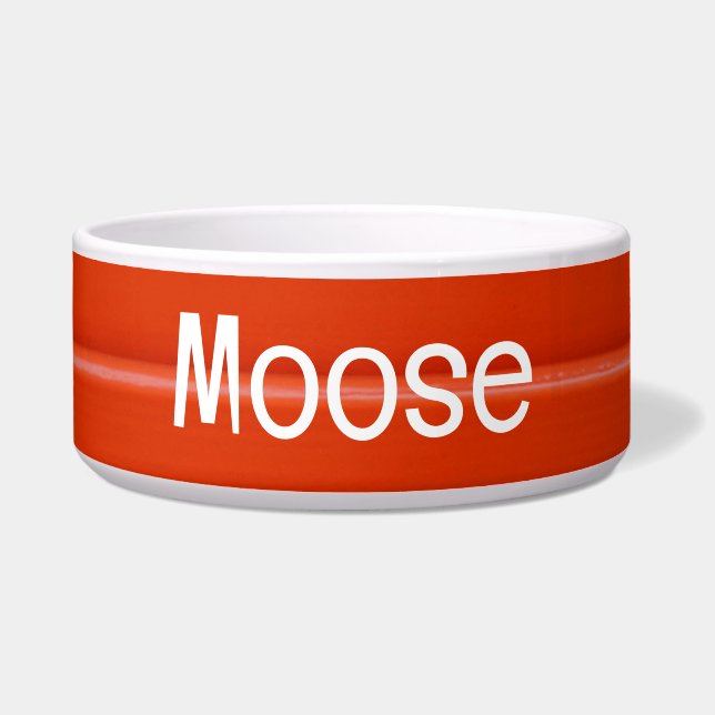 ムースはっきりした文字付き赤金属テクスチャペットボウル ボウル (正面)