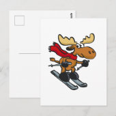 ムースは冬はスケートで滑る |背景色 ポストカード (正面/裏面)