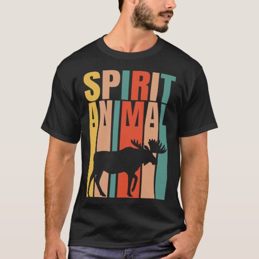 ムースは私の精神動物のレトロ Tシャツ (正面)